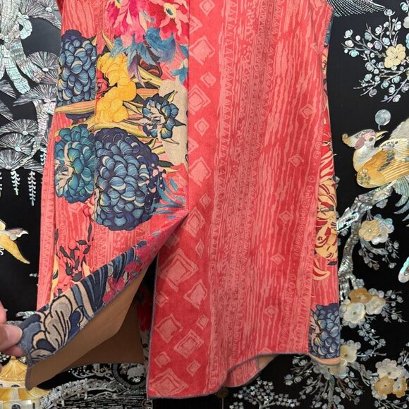 Feratelli Sleeveless Patchwork Vest Multicolor Floral Abstract Open Front M - Picture 10 of 13
